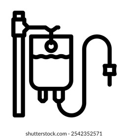 iv drip cancer treatment line icon vector. iv drip cancer treatment sign. isolated contour symbol black illustration