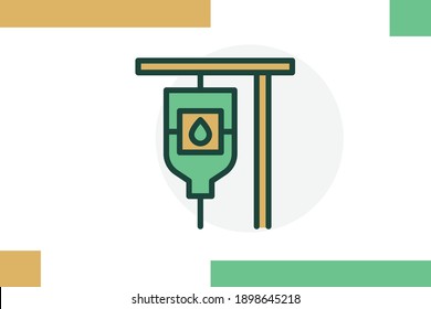 IV drip icon filled line color in flat design medicine and health with elements