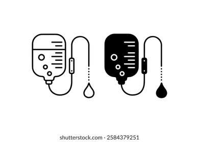IV drip icons in outline and solid Vector