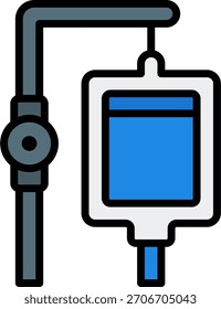 IV Tropfvektordesign im modernen Stil, Patientenbehandlung und medizinisches Unterstützungskonzept, Illustration zur Gesundheitsvorsorge. Füllzeilensymbol