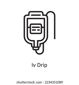 Iv Drip Vector Outline Icon Design illustration. Medical Symbol on White background EPS 10 File