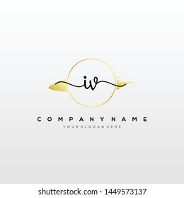 IV handwriting initial logo template vector.