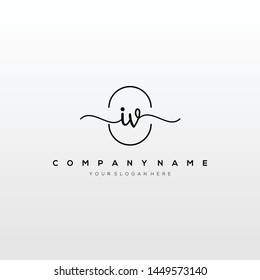 IV handwriting initial logo template vector.
