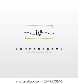 IV handwriting initial logo template vector.