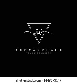 IV handwriting initial logo template vector.