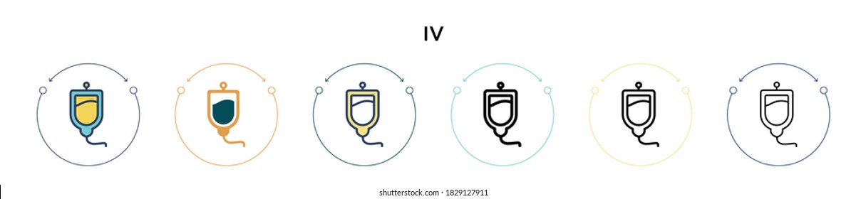 Iv icon in filled, thin line, outline and stroke style. Vector illustration of two colored and black iv vector icons designs can be used for mobile, ui, web