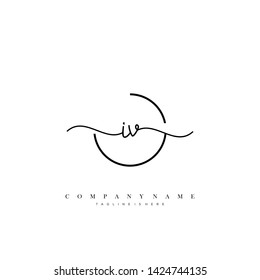 IV initial handwriting logo template vector