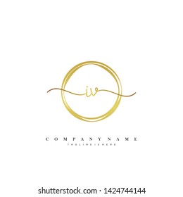 IV initial handwriting logo template vector