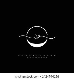 IV initial handwriting logo template vector