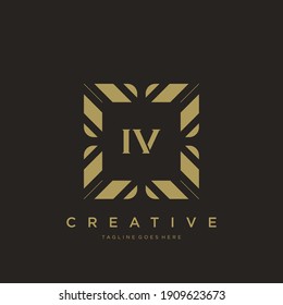 IV initial letter luxury ornament monogram logo template vector.