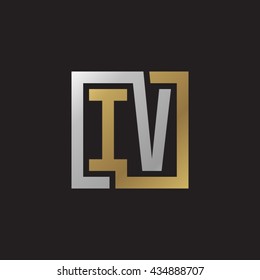 IV initial letters looping linked square elegant logo golden silver black background