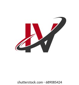 IV initial logo company name colored red and black swoosh design, isolated on white background. vector logo for business and company identity.