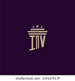 IV initial monogram logo design for lawfirm lawyers with pillar vector image