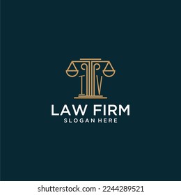 IV initial monogram logo for lawfirm with scale vector design