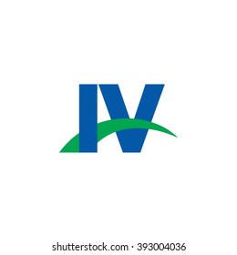 IV initial overlapping swoosh letter logo blue green