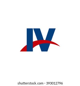 IV initial overlapping swoosh letter logo blue red