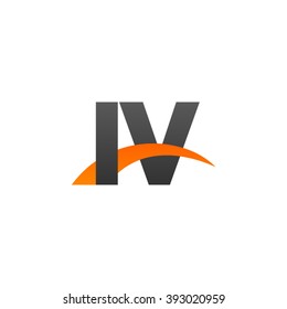 IV initial overlapping swoosh letter logo black orange