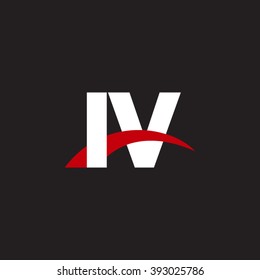 IV initial overlapping swoosh letter logo white red black background