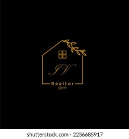 Logotipo inicial de inmobiliaria IV con diseño de casa creativa