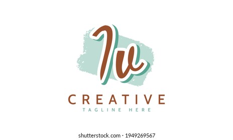 IV Initials, handwriting logo vector