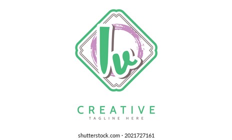 IV Initials, handwriting logo vector