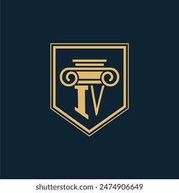 IV Initials Law Firm Logo Lawyer logo with creative law element