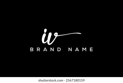 IV letter beauty handwriting vector logo. 