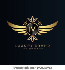 IV Letter Initial with Royal Template.elegant with crown logo vector, Creative Lettering Logo Vector Illustration.