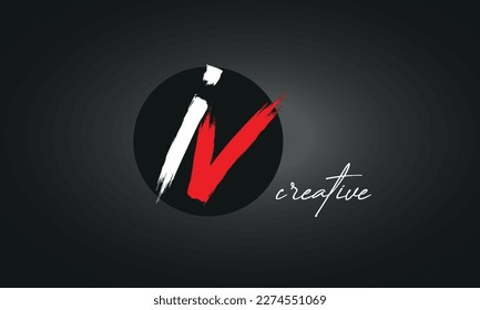 IV Letters Brush Paint Logo icon, Elegant Vector Design