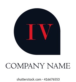  IV Letters red , Abstract black background logo, Design identity in shape, Alphabet letter