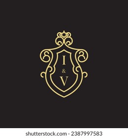 IV line vintage initial logo in high quality professional design that will print well across any print media