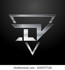 IV Logo, Metal Logo, Silver Logo, Monogram, Polygon