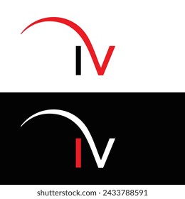 IV logo. I V design. White IV letter. IV, I V letter logo design. Initial letter IV linked circle uppercase monogram logo.