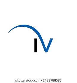 IV logo. I V design. White IV letter. IV, I V letter logo design. Initial letter IV linked circle uppercase monogram logo.