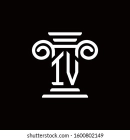 IV monogram logo with pillar style design template