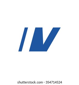 IV negative space letter logo blue