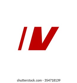 IV negative space letter logo red