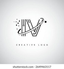 IV Orbit Monogram Logo - Futuristic Minimal Letter mark with Circular Line Art, Tech-Inspired Dots and Space Motion Concept for Modern Branding Identity (Logotipo de Monograma de Órbita IV - Marca de Letra Mínima Futurista com Linha de Arte Circular, Pontos Inspirados na Tecnologia e Conceito de Movimento Espacial para Identidade de Marca Moderna)