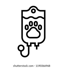 IV pole with paw icon vector illustration in line stroke design