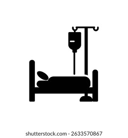 IV Pole Positioned Next to Bed for Patient Care