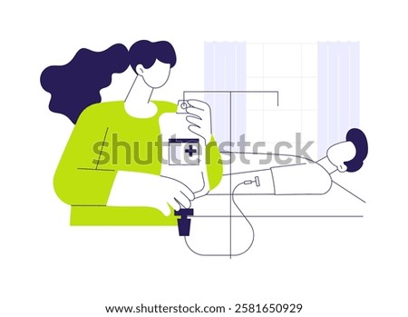 IV sedation abstract concept vector illustration. Nurse deals with monitored anesthesia care, patient receives drugs by dropper, anesthesiology critical care medicine abstract metaphor.