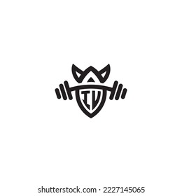 IV simple line fitness gym concept in high quality professional design that will print well across any print media