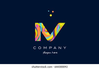 iv i v alphabet letter logo colors colorful rainbow acrylic font creative text dots company vector icon design template