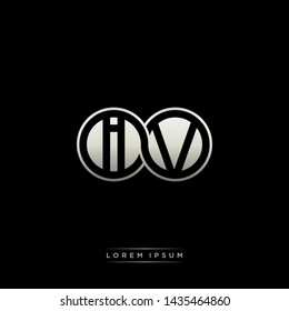 IV I V initial letter linked circle capital monogram logo modern template silver color edition