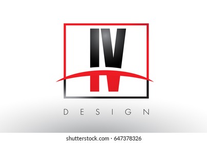 IV I V Logo Letters with Red and Black Colors and Swoosh. Creative Letter Design Vector.
