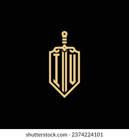 IV vintage shield and sword initial logo in high quality professional design that will print well across any print media