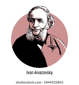 Ivan Aivazovsky - representative of Russian painting, outstanding marinist, collector, patron of art. Hand drawn vector illustration