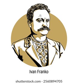 Ivan Franko is a Ukrainian writer, poet, scientist, publicist and revolutionary socialist movement activist in the Kingdom of Galicia and Lodomeria. Hand drawn vector illustration