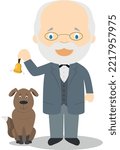 Ivan Pavlov cartoon character. Vector Illustration. Kids History Collection.