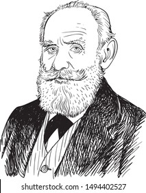 Ivan Pavlov cartoon portrait, Russian 
psychologist